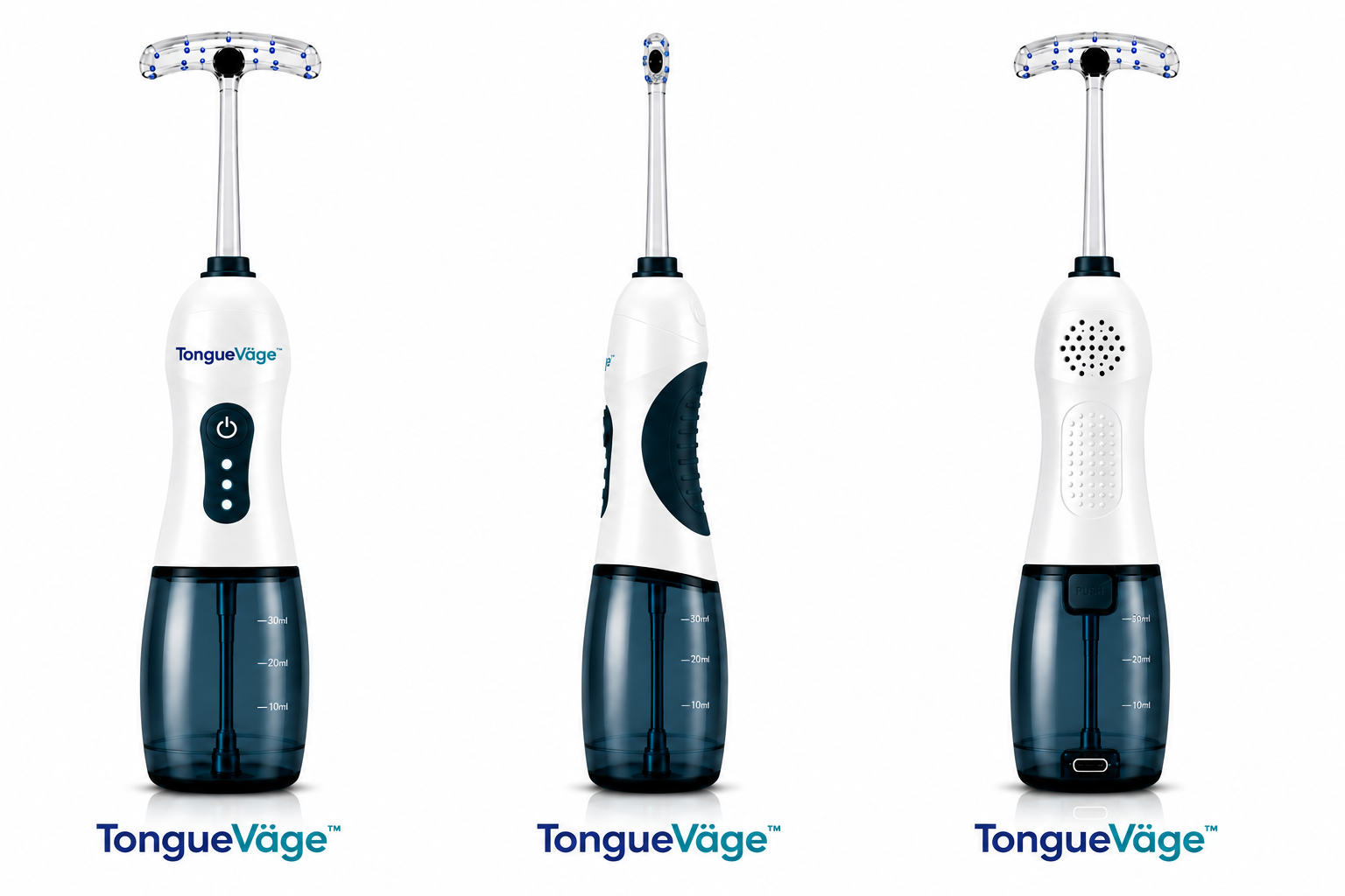 Three-view product photography of TongueVǎge™